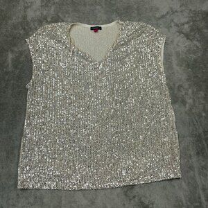 Vince Camuto XL Silver Sequin Confetti Ready Top NWT 6194